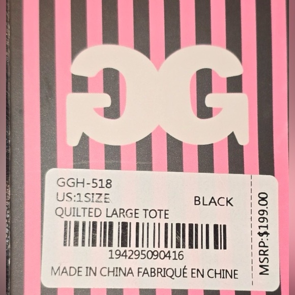 Large Gilda Paris Quilted Vegan Leather Black Tote Bag - Picture 4 of 4